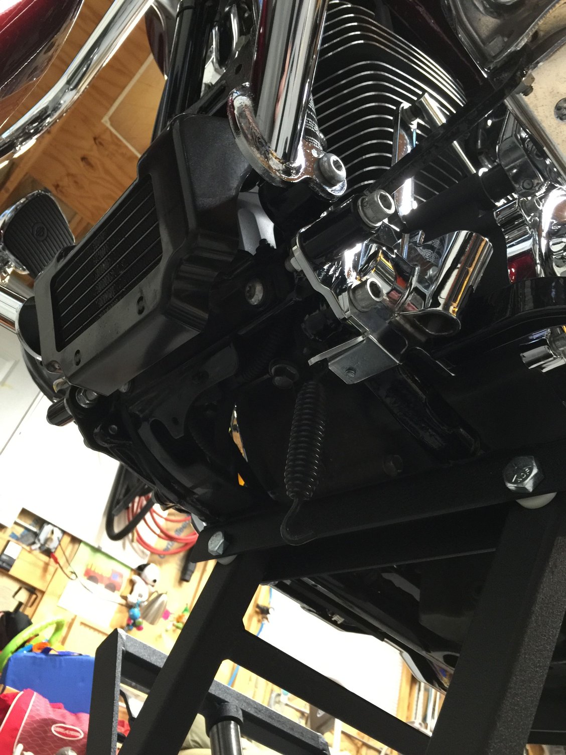 Jiffy stand angle correction + spring relocation mod Harley Davidson
