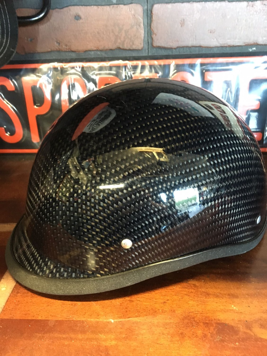 New Skull Crush Carbon Fiber Polo Style Helmet Harley Davidson Forums