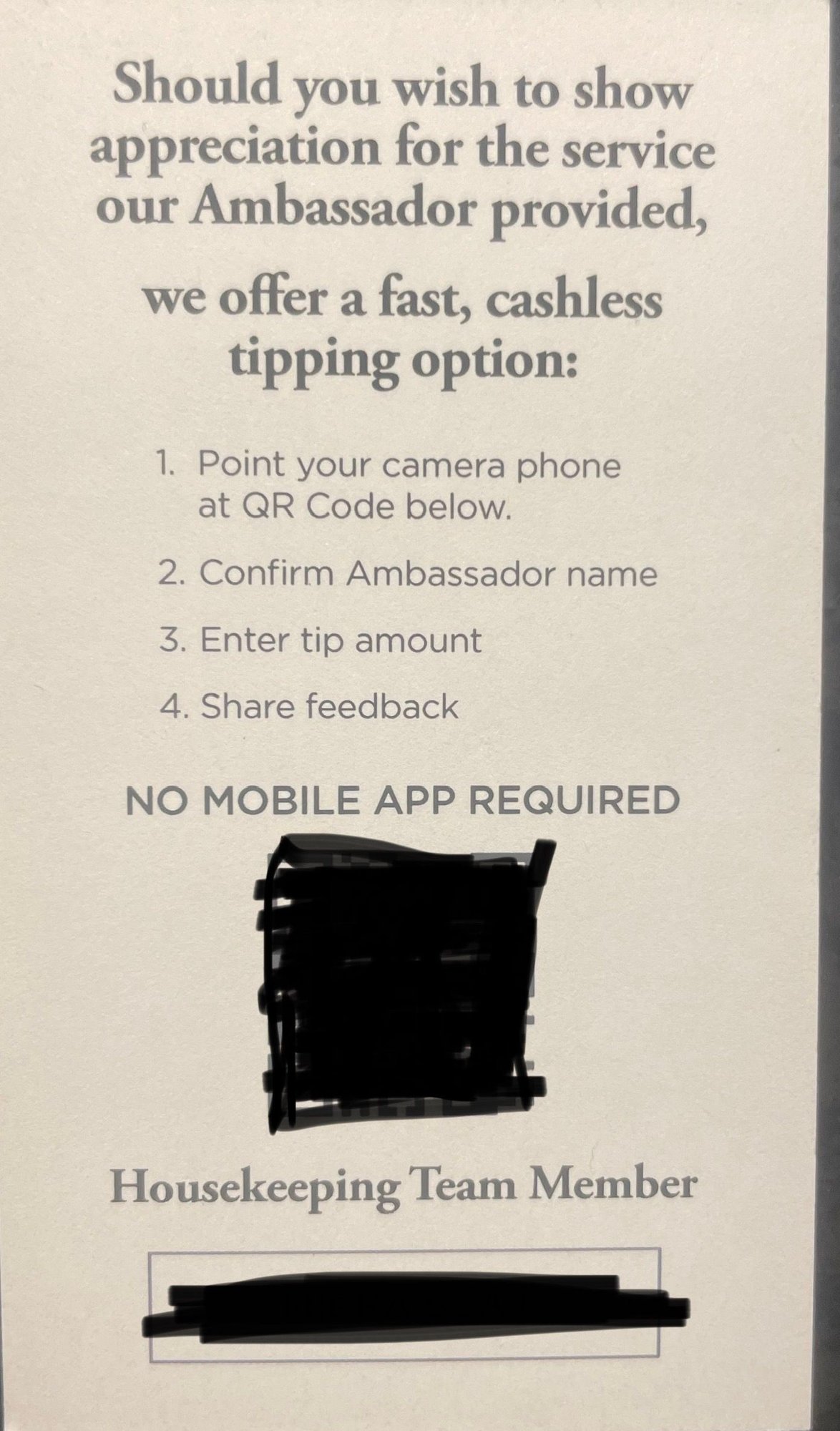 Hotels asking for tips for housekeeping via QR code Page 2