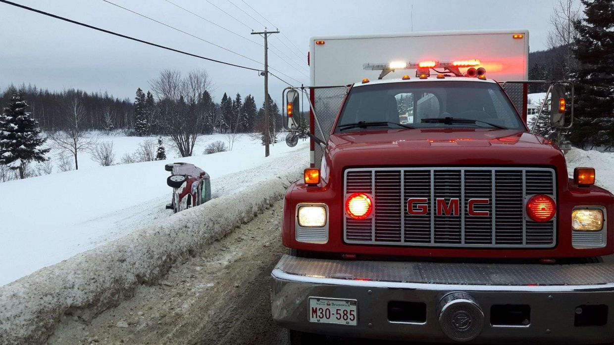 Sortie de route sur le chemin RivièreMadawaska TVA CIMT CHAU