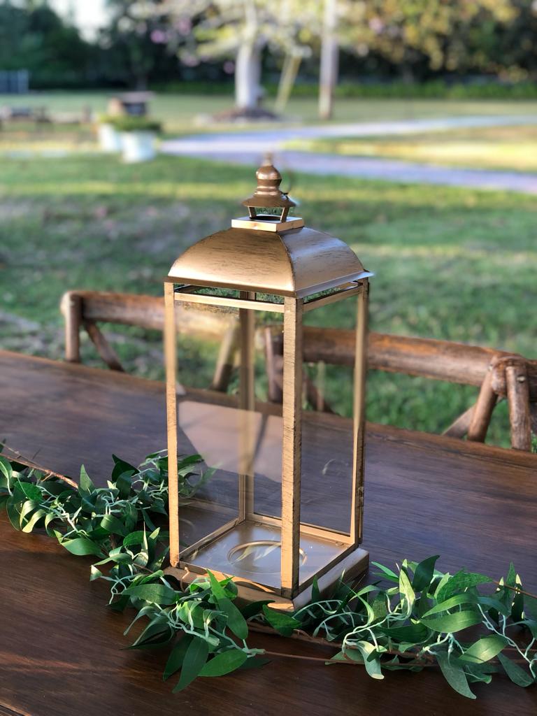 Brass Gold Lantern Cinco Farm Miami Wedding Venue Decor