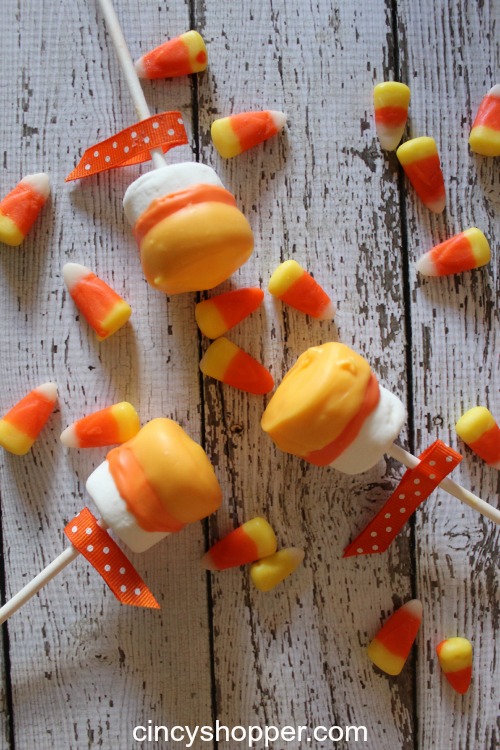 Candy Corn Marshmallow Pops
