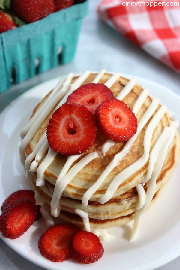 Strawberry Pancakes with Cream Cheese Glaze