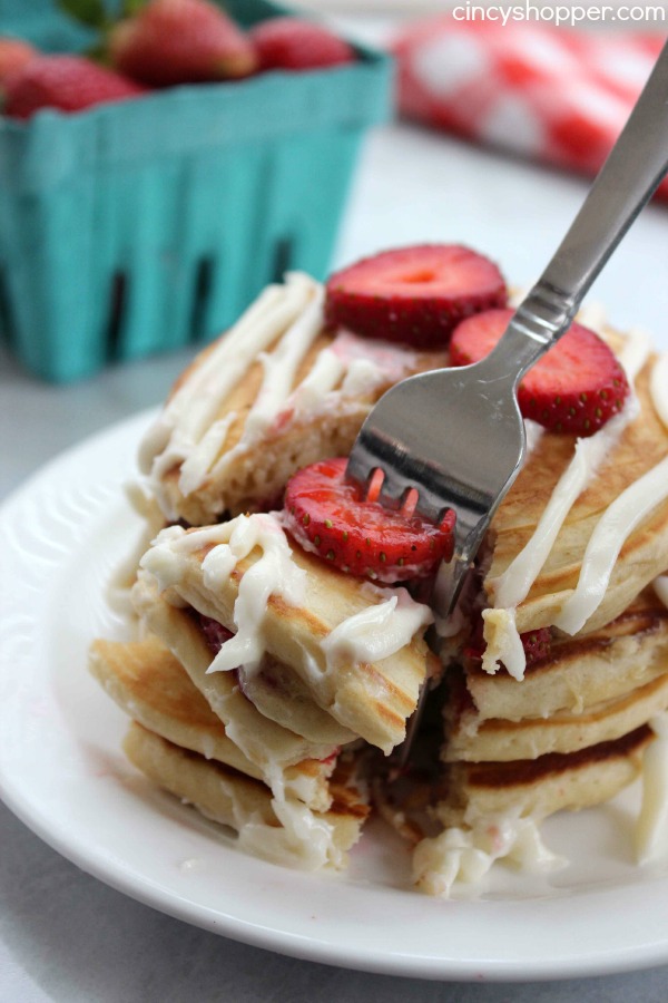 Strawberry Pancakes with Cream Cheese Glaze