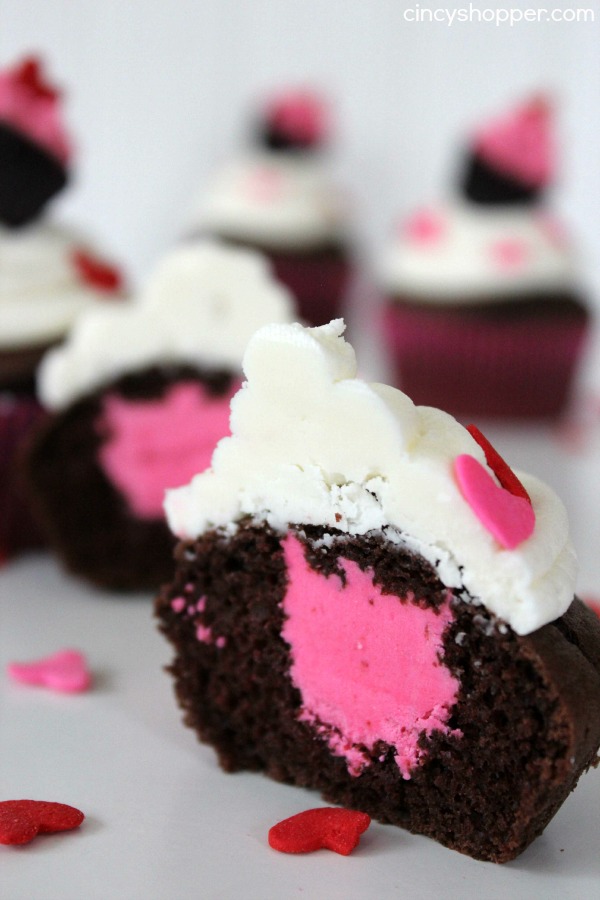 Valentine Raspberry Cream Filled Cupcake with a Cupcake