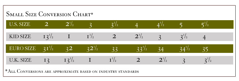 Sizing chart – Cinderella of Boston