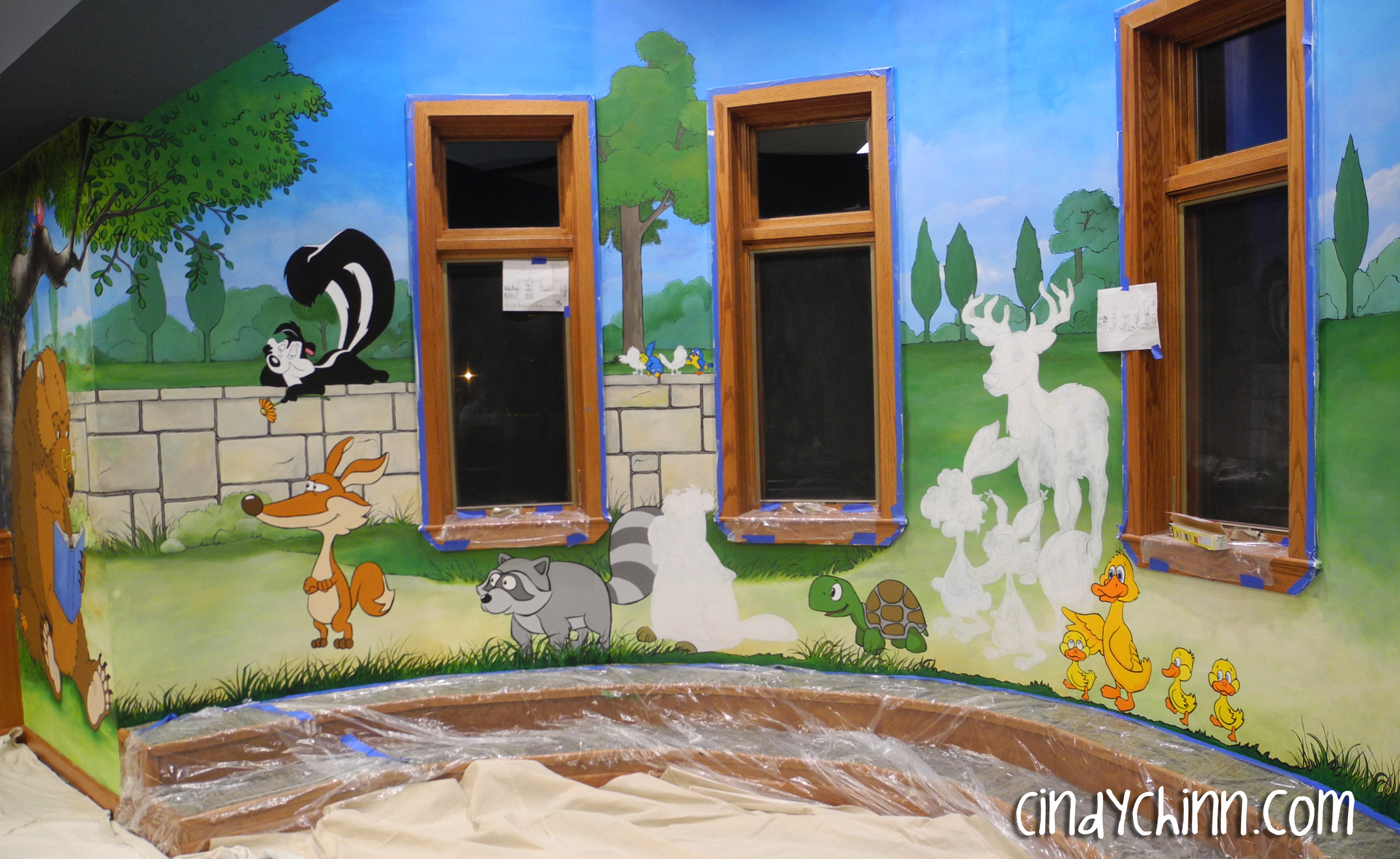 Public Library Mural in Deshler Nebraska by Artist Cindy Chinn