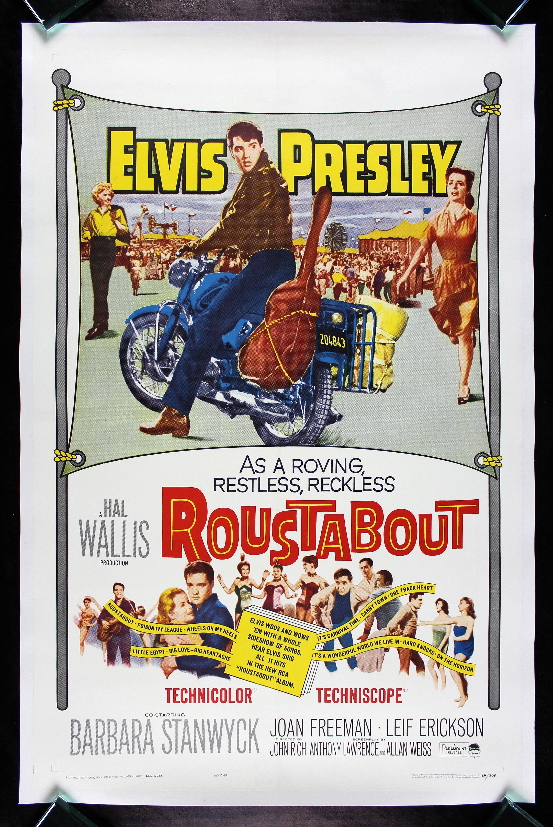 ROUSTABOUT CineMasterpieces ORIGINAL ELVIS PRESLEY BIKER MOTORCYCLE