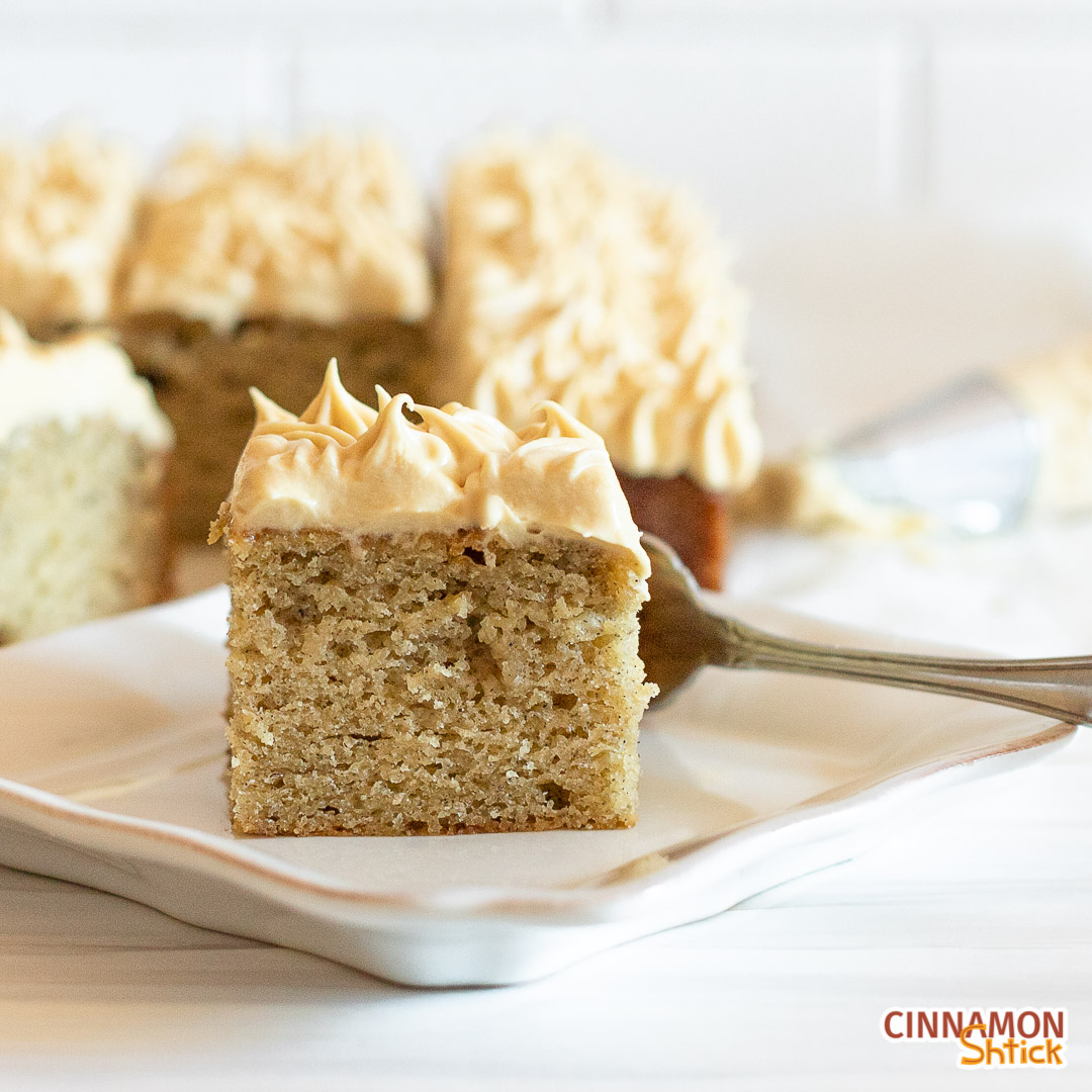 Banana Snack Cake with Brown Sugar Cream Cheese Frosting