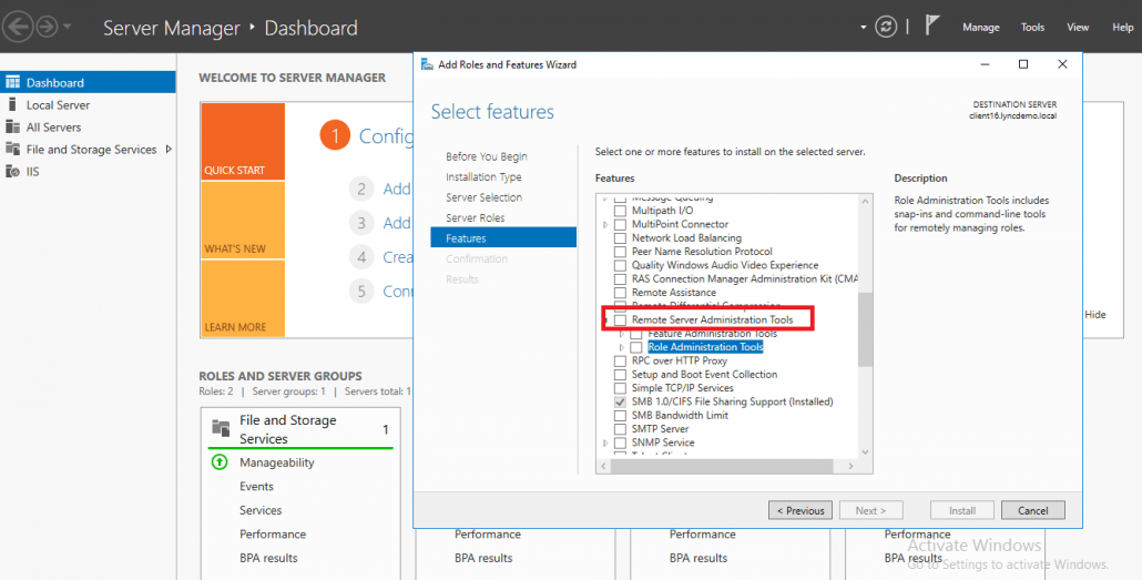 Features to be enable on Windows server to get SysInv Details and Local