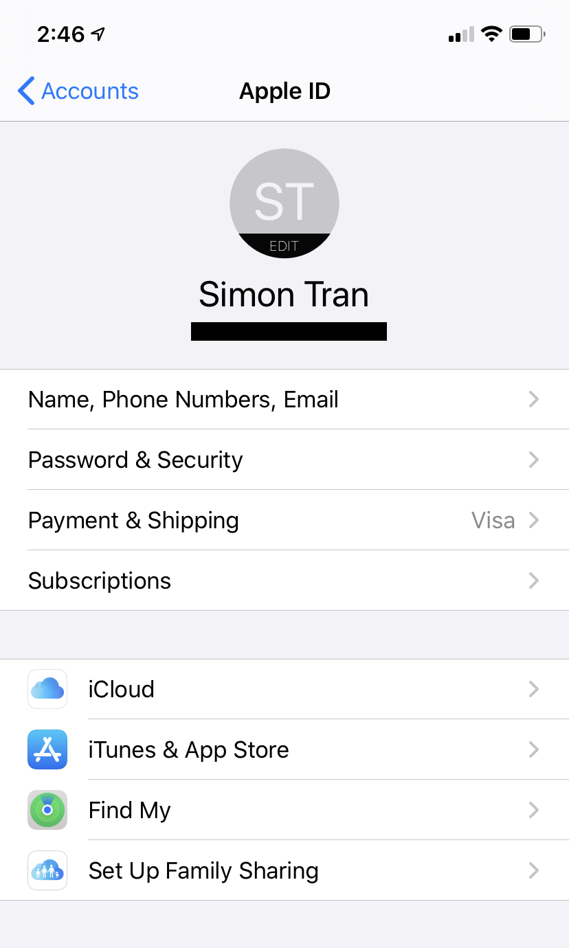 Apple ID Settings — CiraSync