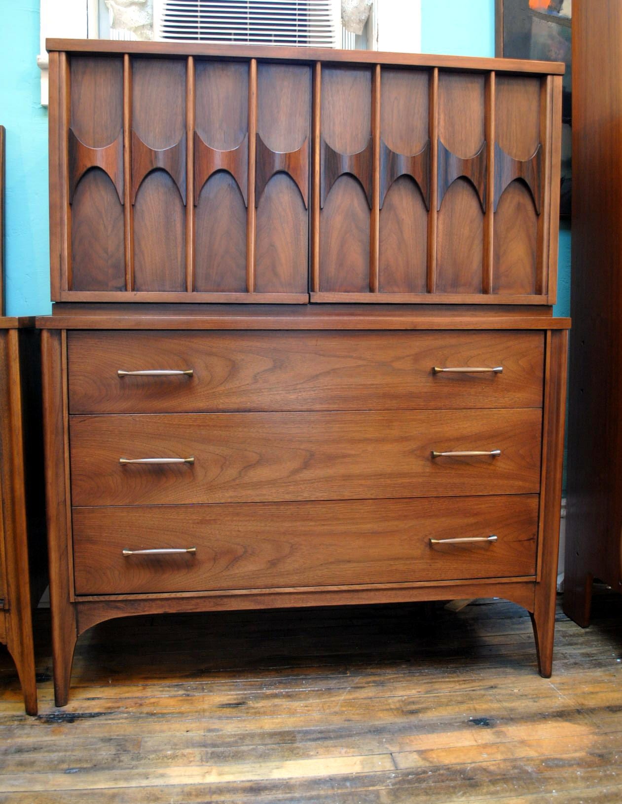 Mid Century Walnut Tall Dresser Circa