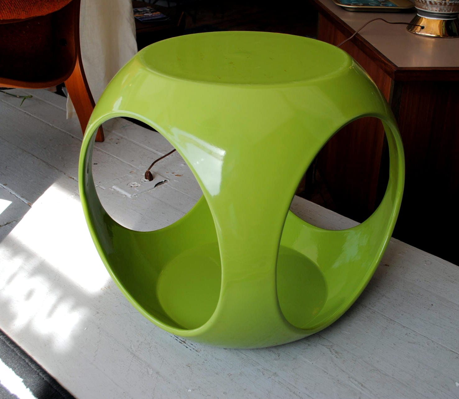 Lime Green Modernist side table Circa