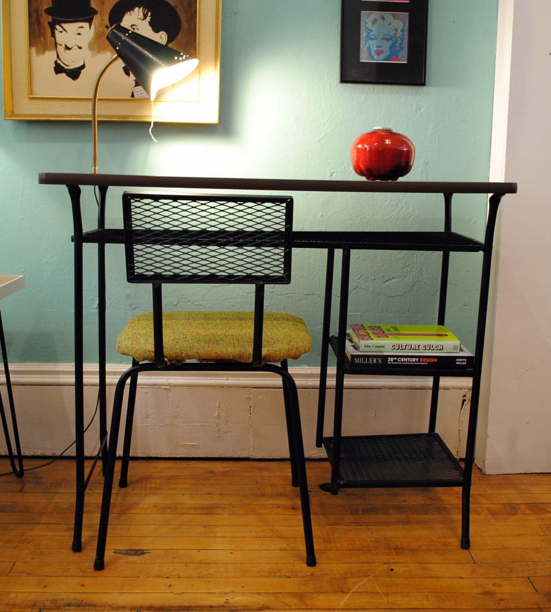 Mid Century Wrought Iron Student Desk Circa