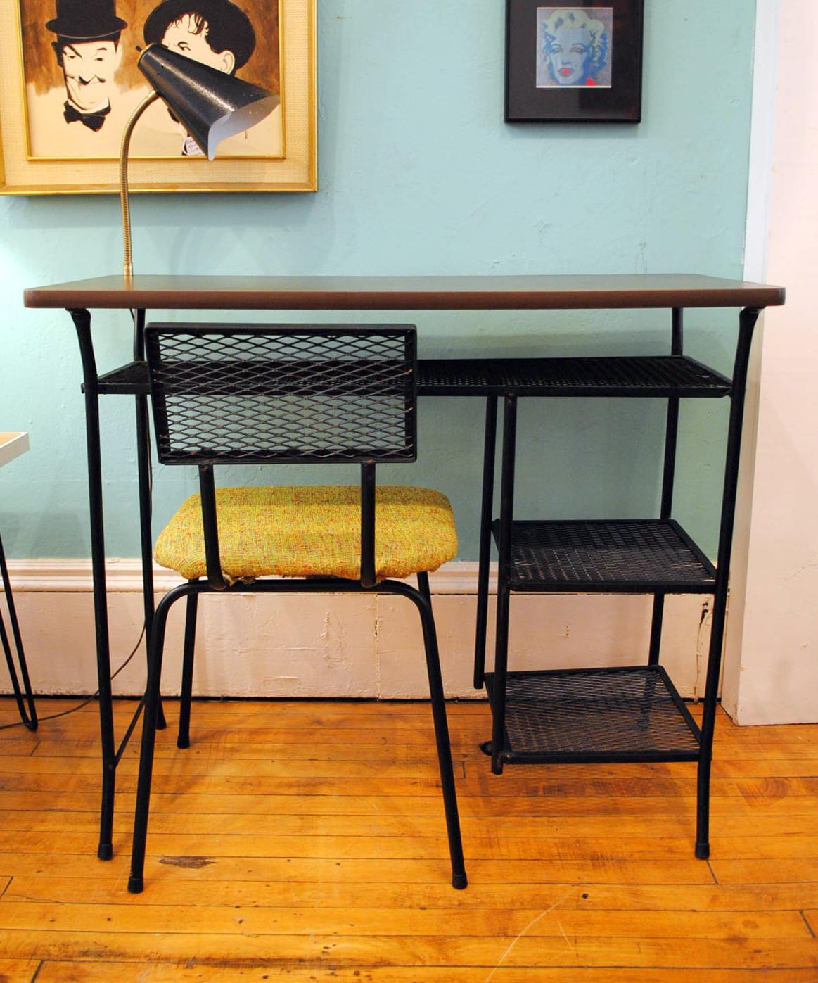 Mid Century Wrought Iron Student Desk Circa