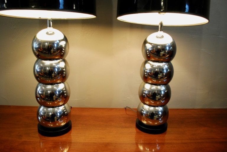 Pair of Kovacs stacked Ball Lamps1970 Circa