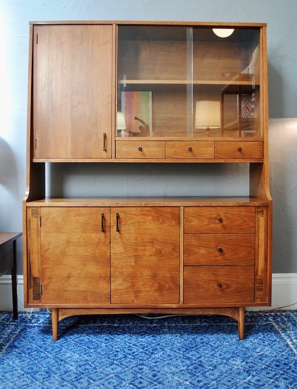 Kroehler Walnut Hutch 1960's Circa