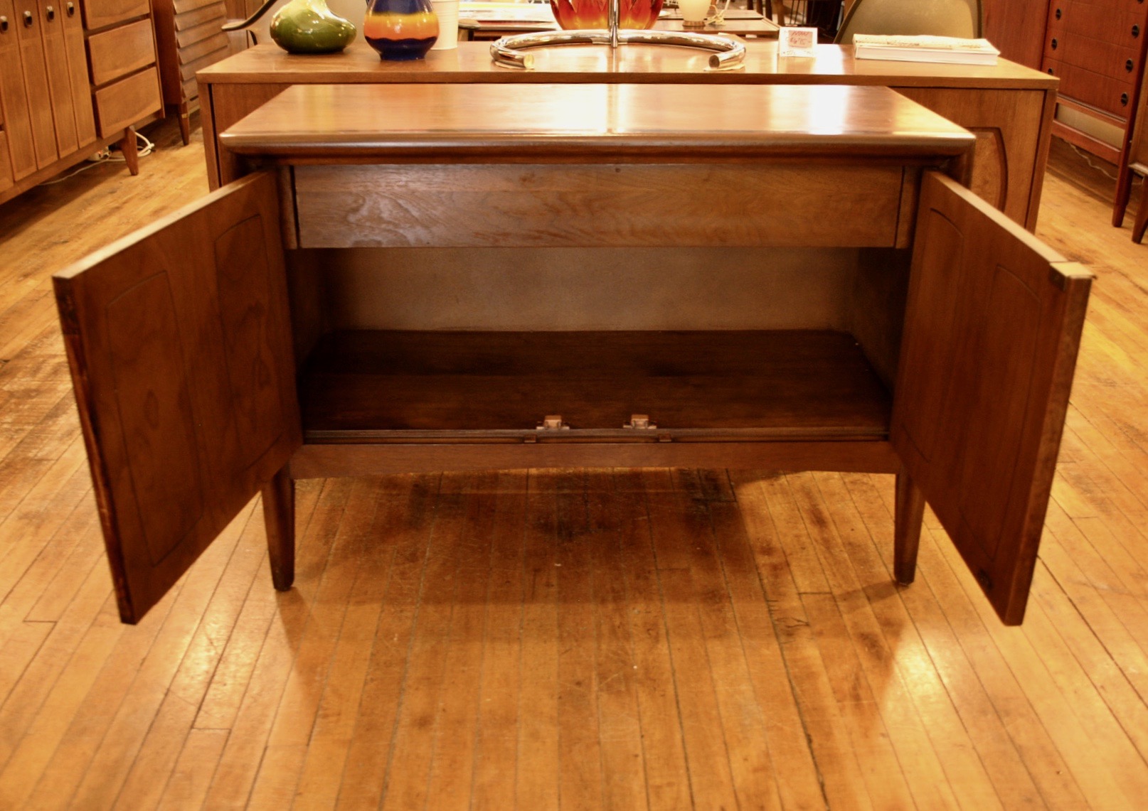 1960’s Walnut Small Credenza with drawer **SALE** Now 325** Circa