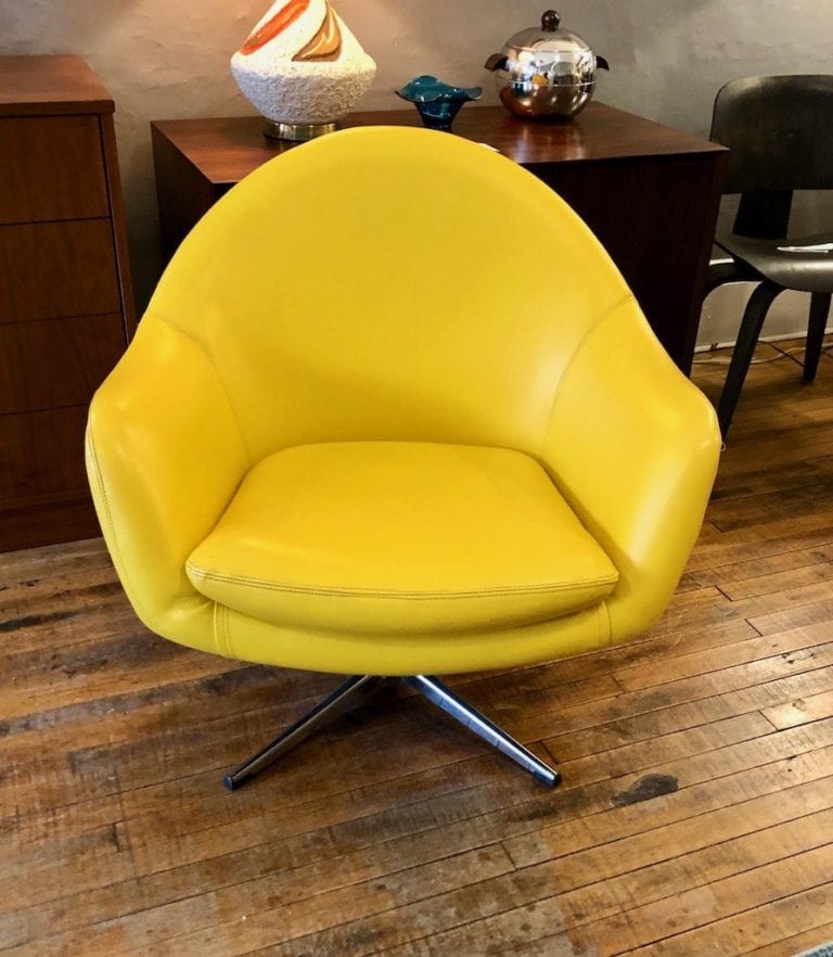 Overman Pod Swivel Chair in Canary Yellow 1970’s Circa