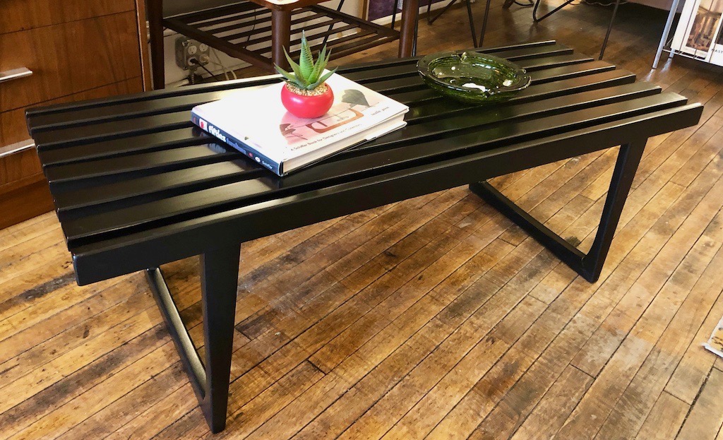 Black Lacquer Coffee Table Set Vintage Black Lacquer Slat Bench/Coffee Table Circa