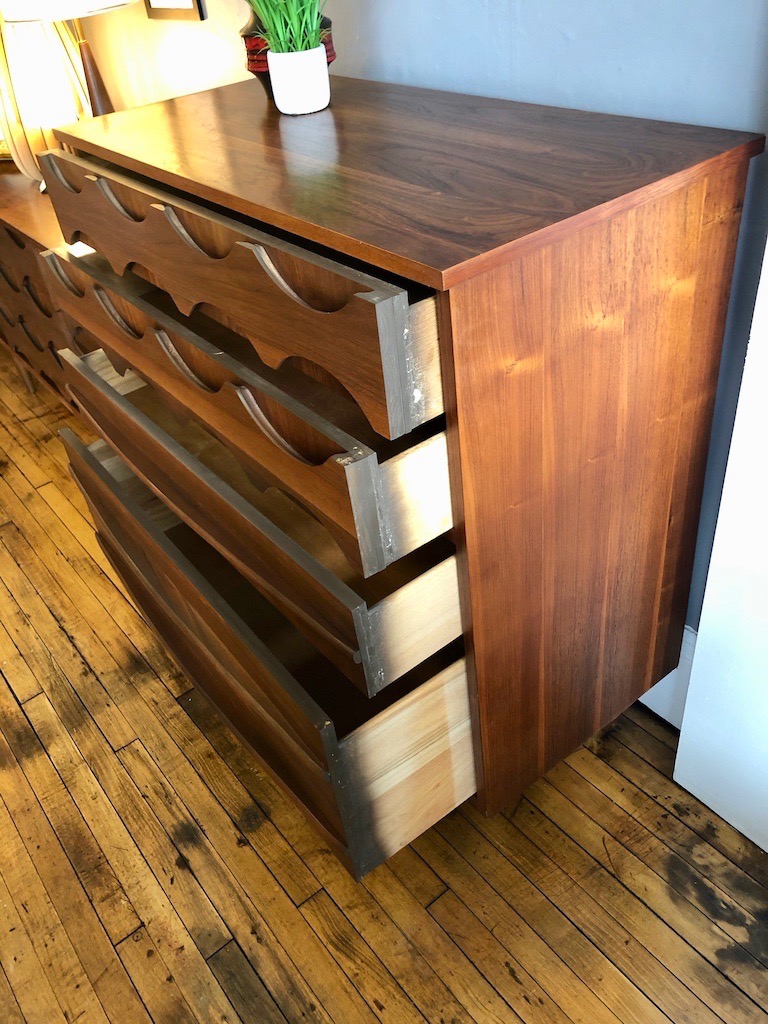 **SOLD SAME DAY**1960’s Walnut Highboy Dresser w/extra deep bottom Drawer Circa