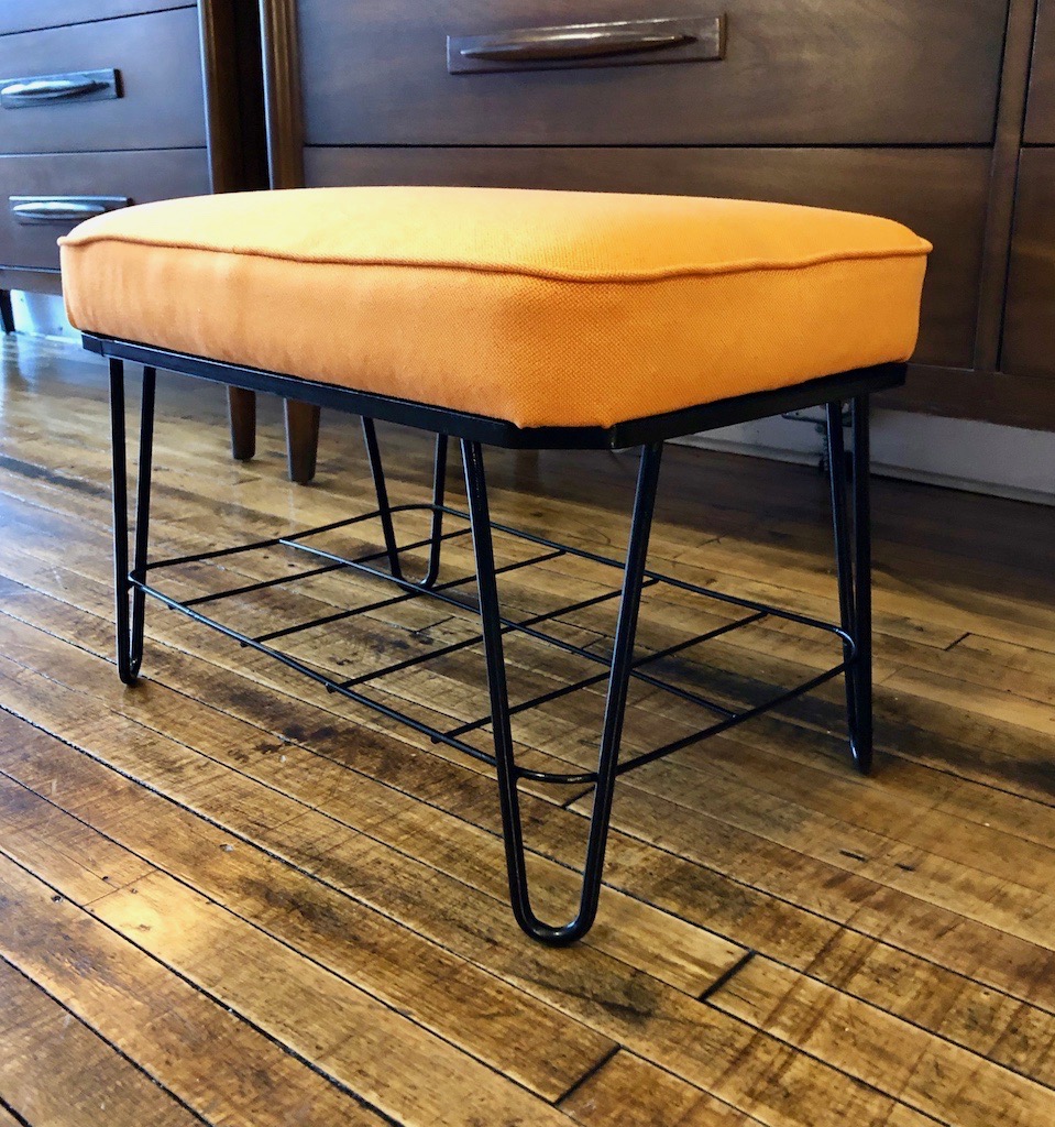 Mid Mod Ottomans w/ hairpin legs & new upholstery 1960’s ***ONE LEFT