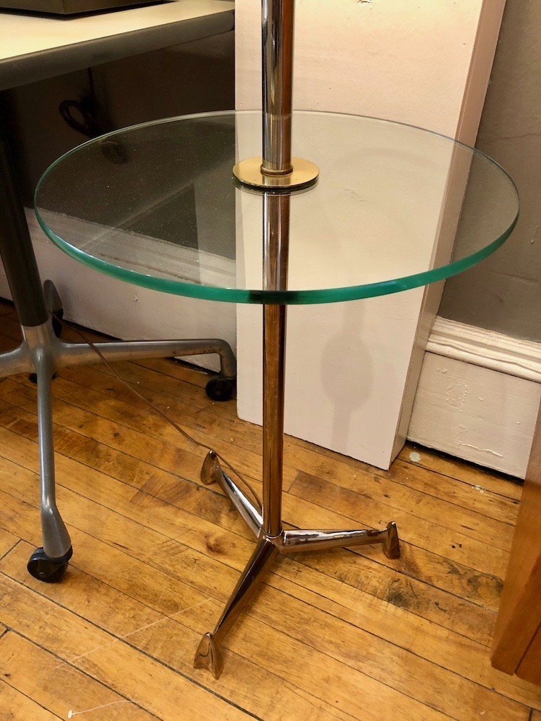 Mid Century Floor Lamp w/attached glass table Circa
