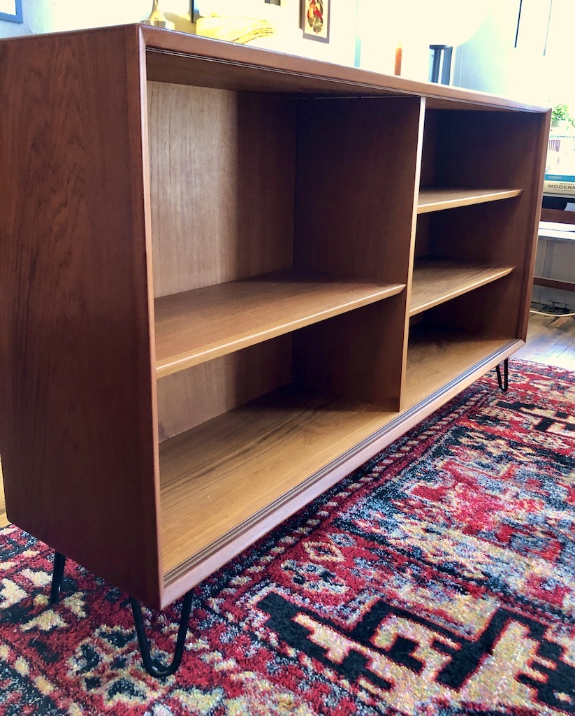 Vintage Danish Teak Bookcase on Hairpin Legs 1960’s Circa