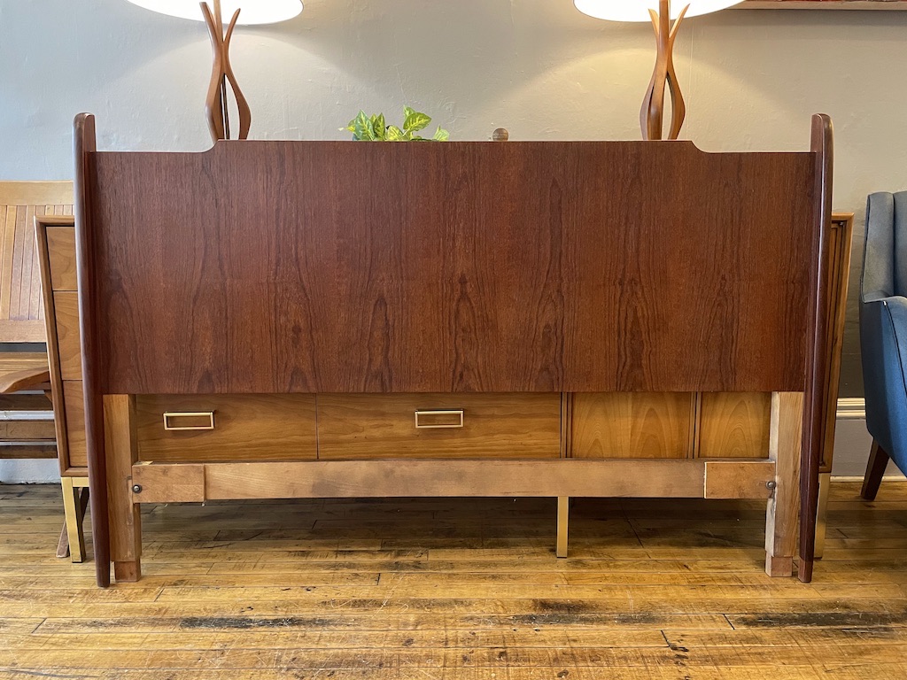 Vintage Full Size Teak Headboard made in Canada Circa