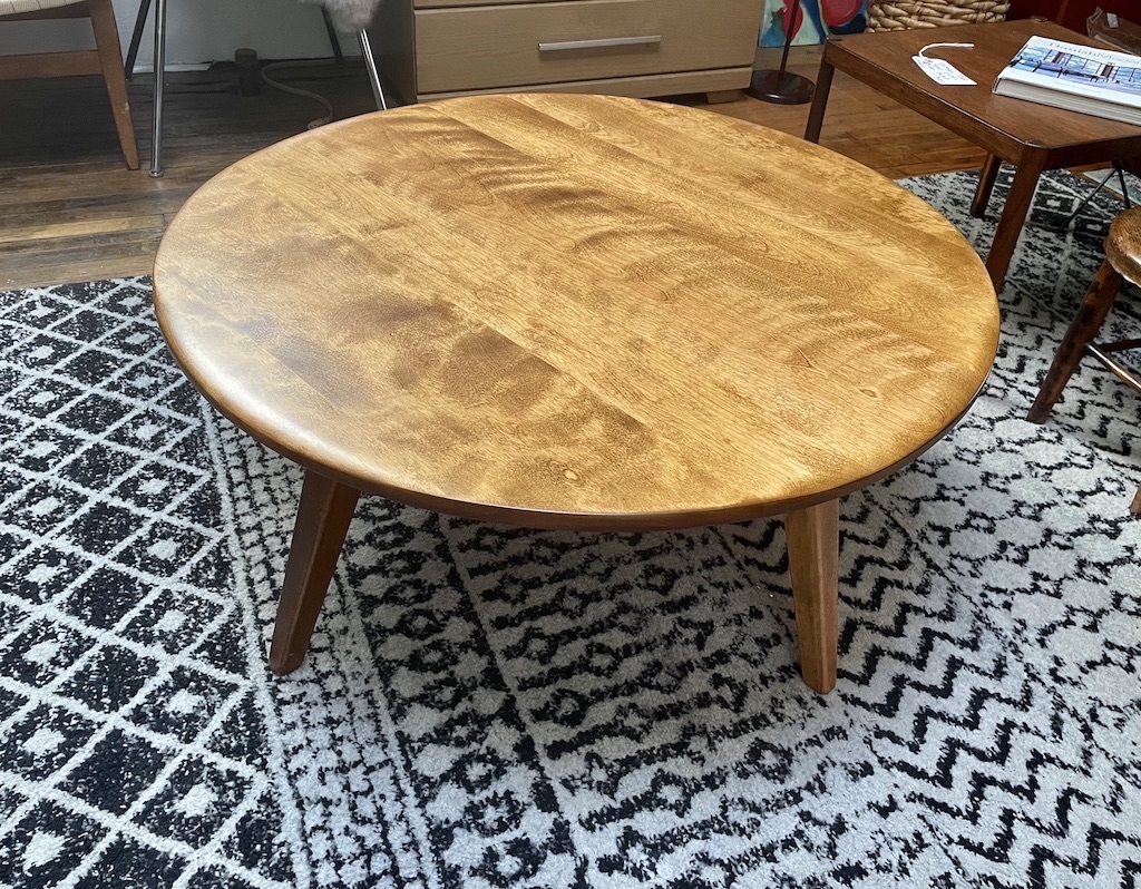 Vintage Solid Maple Cushman Round Coffee Table Circa