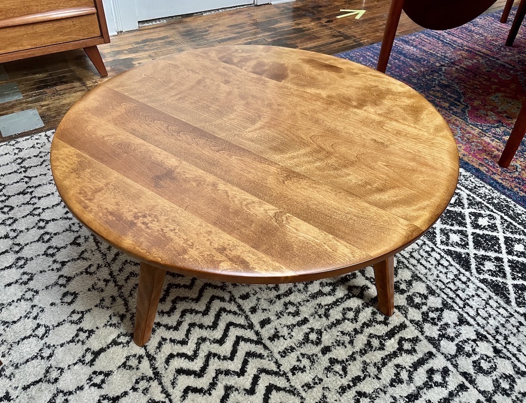 Vintage Solid Maple Cushman Round Coffee Table Circa