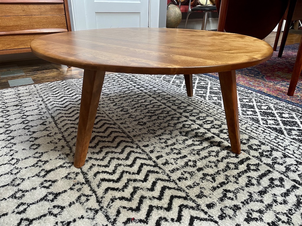 Vintage Solid Maple Cushman Round Coffee Table Circa