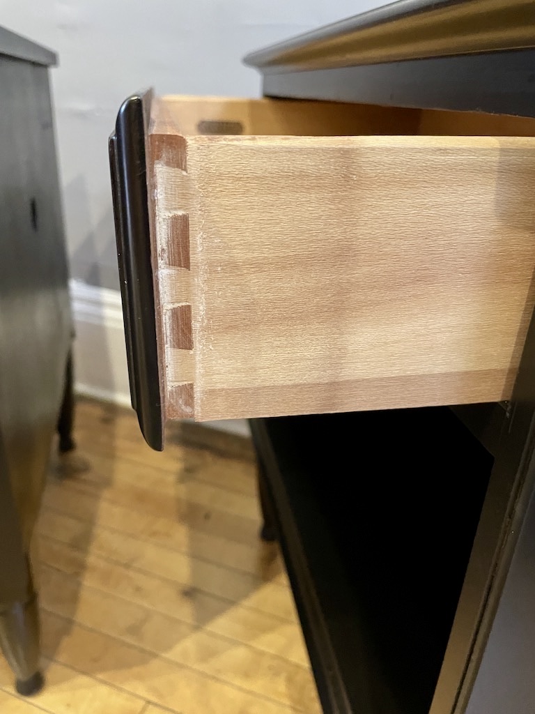 Pair of Solid Cherry Nightstands in Black Lacquer by Kling Furniture