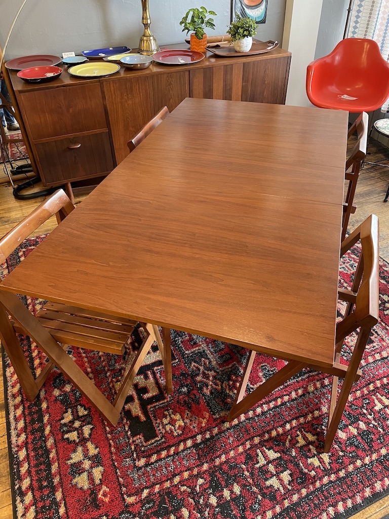 Mid Century Drop Leaf Hideaway Table and Chair Set Circa