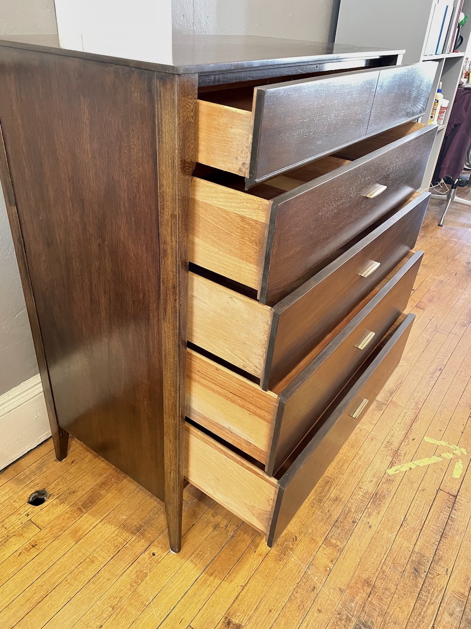 Mid Century 5 Drawer Highboy by Dixie Furniture Circa