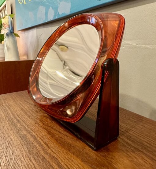 Vintage Amber Acrylic Vanity Mirror Circa