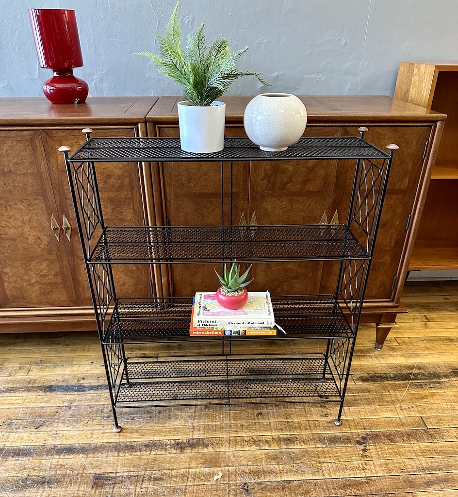1950s Black Wire BookShelf / Plant Stand Circa