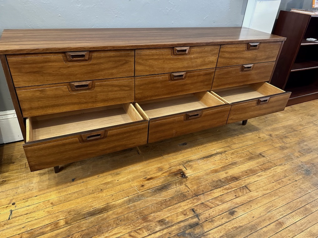 Mid Century 9 Drawer Lowboy Dresser JB Van Sciver Circa