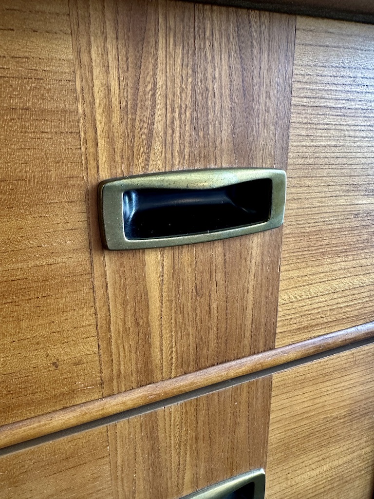 Mid Century Elm & Walnut Highboy Dresser Circa