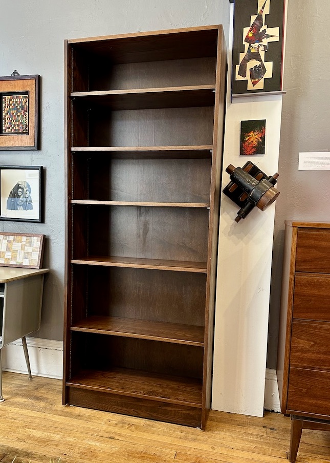Vintage Tall Oak Bookcase 1970s Circa