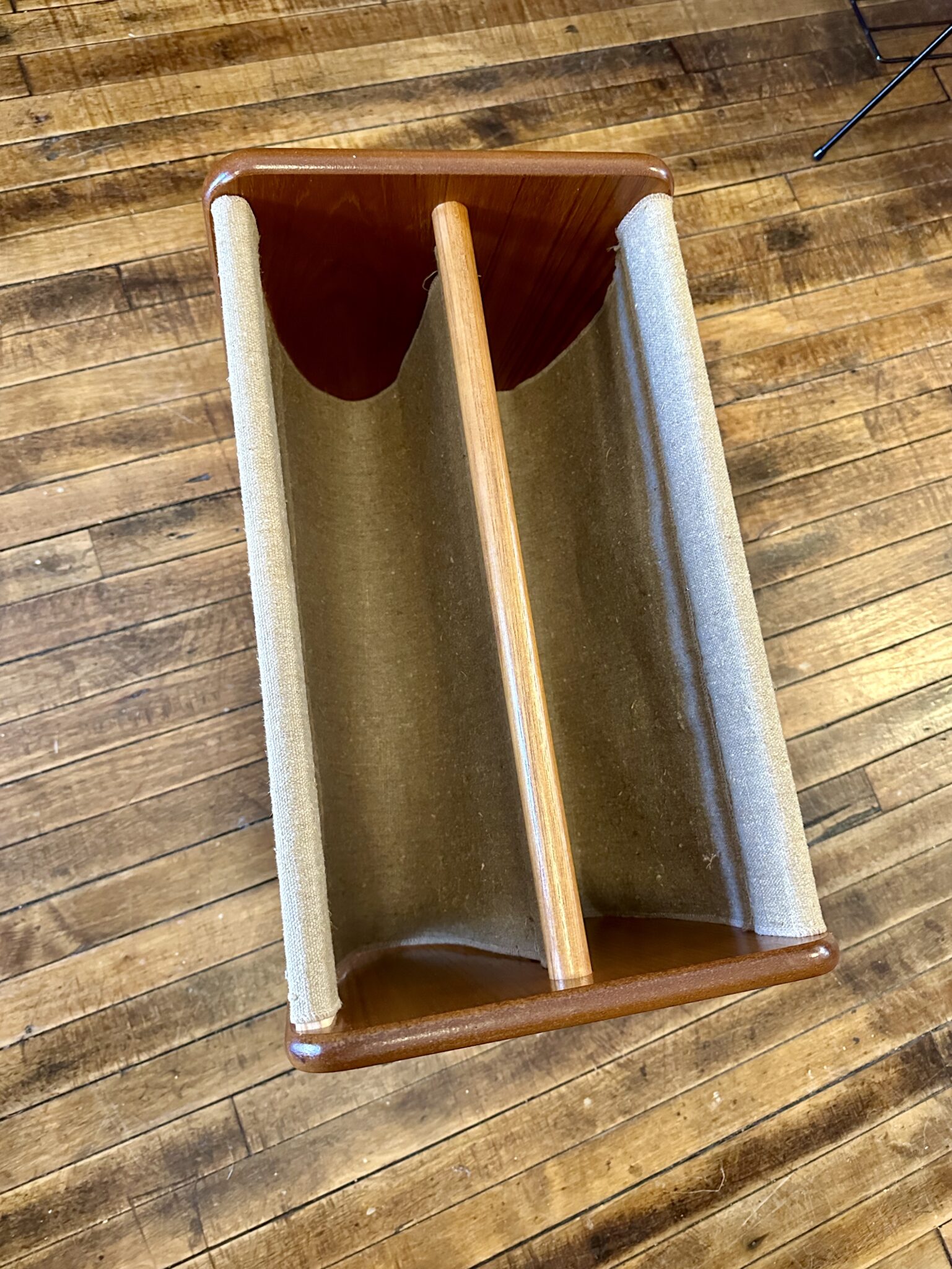 Danish Teak & Canvas Magazine Holder Circa
