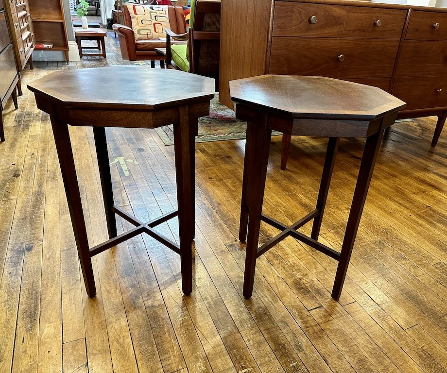 Pair of Vintage Octagon Side Tables / Stands Circa