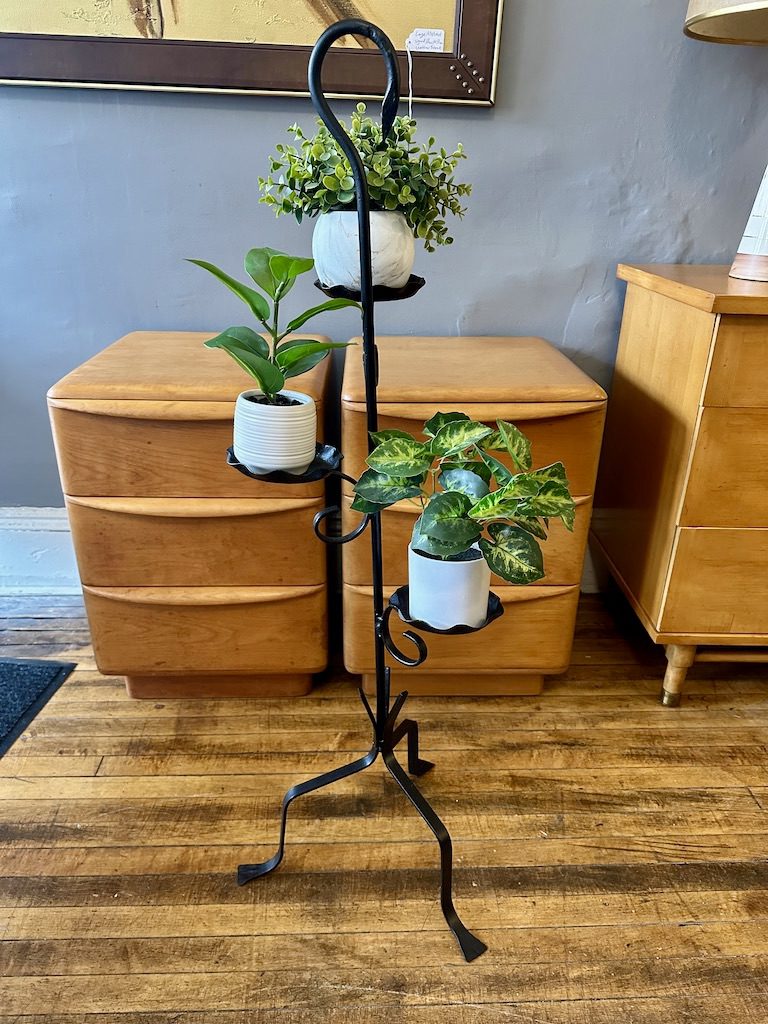 Vintage Wrought Iron Plant Stand Circa
