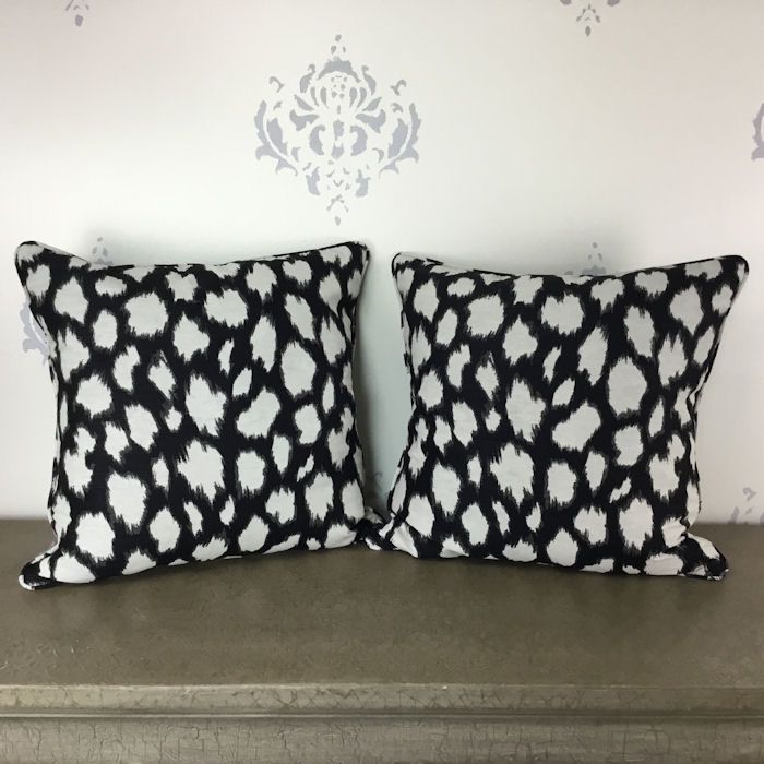 Pair of Black/Gray Leopard Print Pillows Circa Who