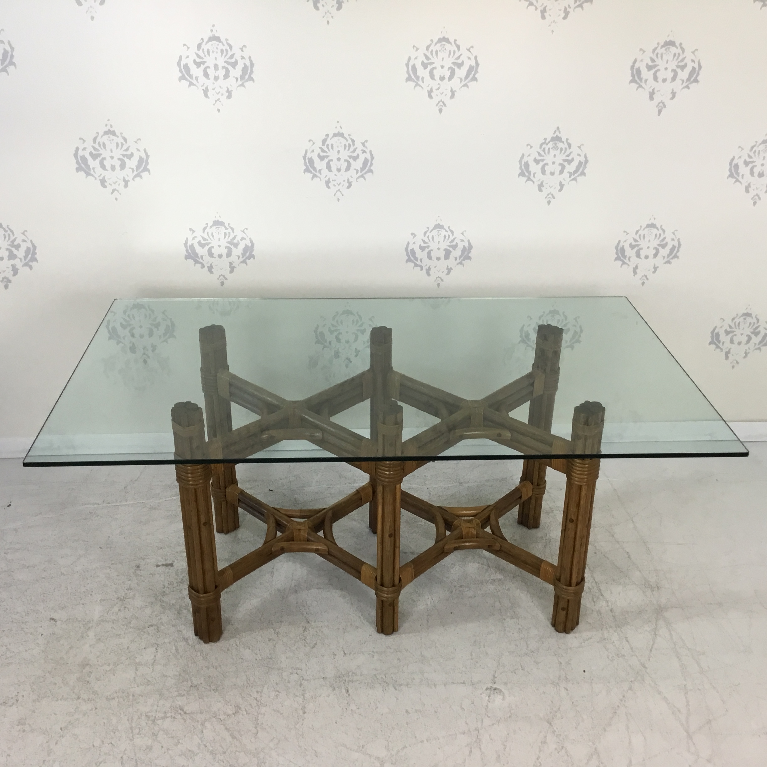 Rattan Glass Top Dining Table Circa Who