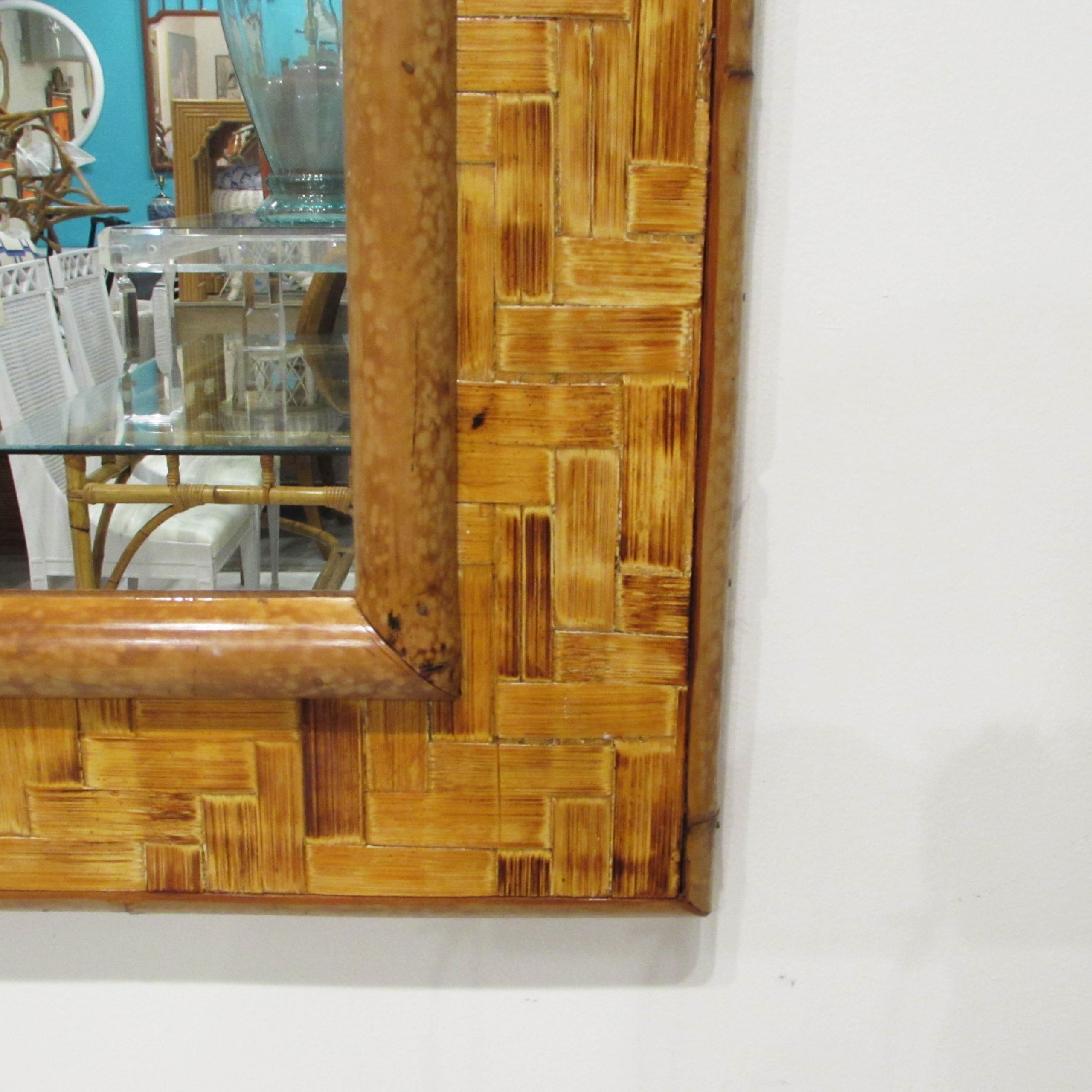 Woven Rattan Bamboo Mirror Circa Who