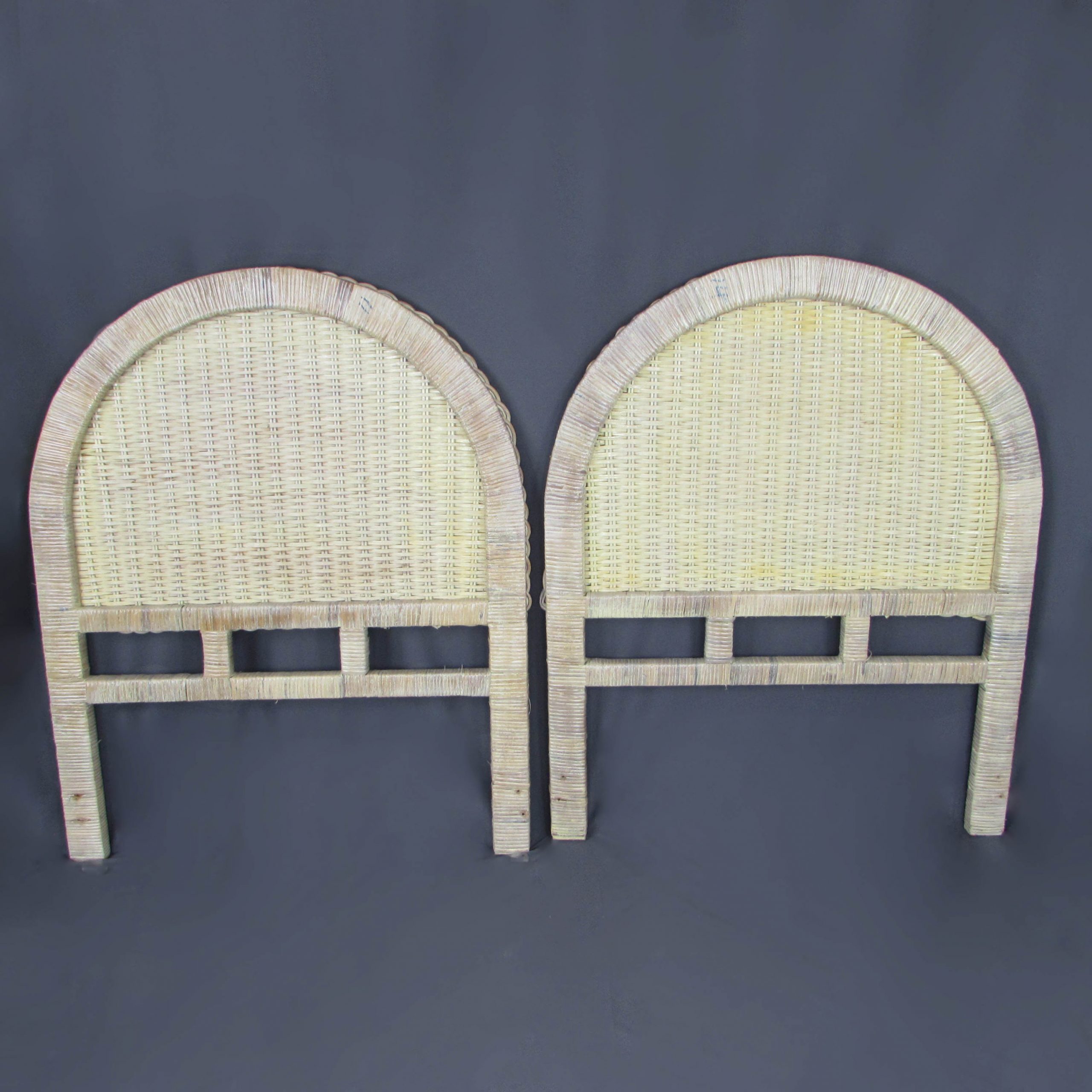 Pair of Twin Rattan Headboards Circa Who