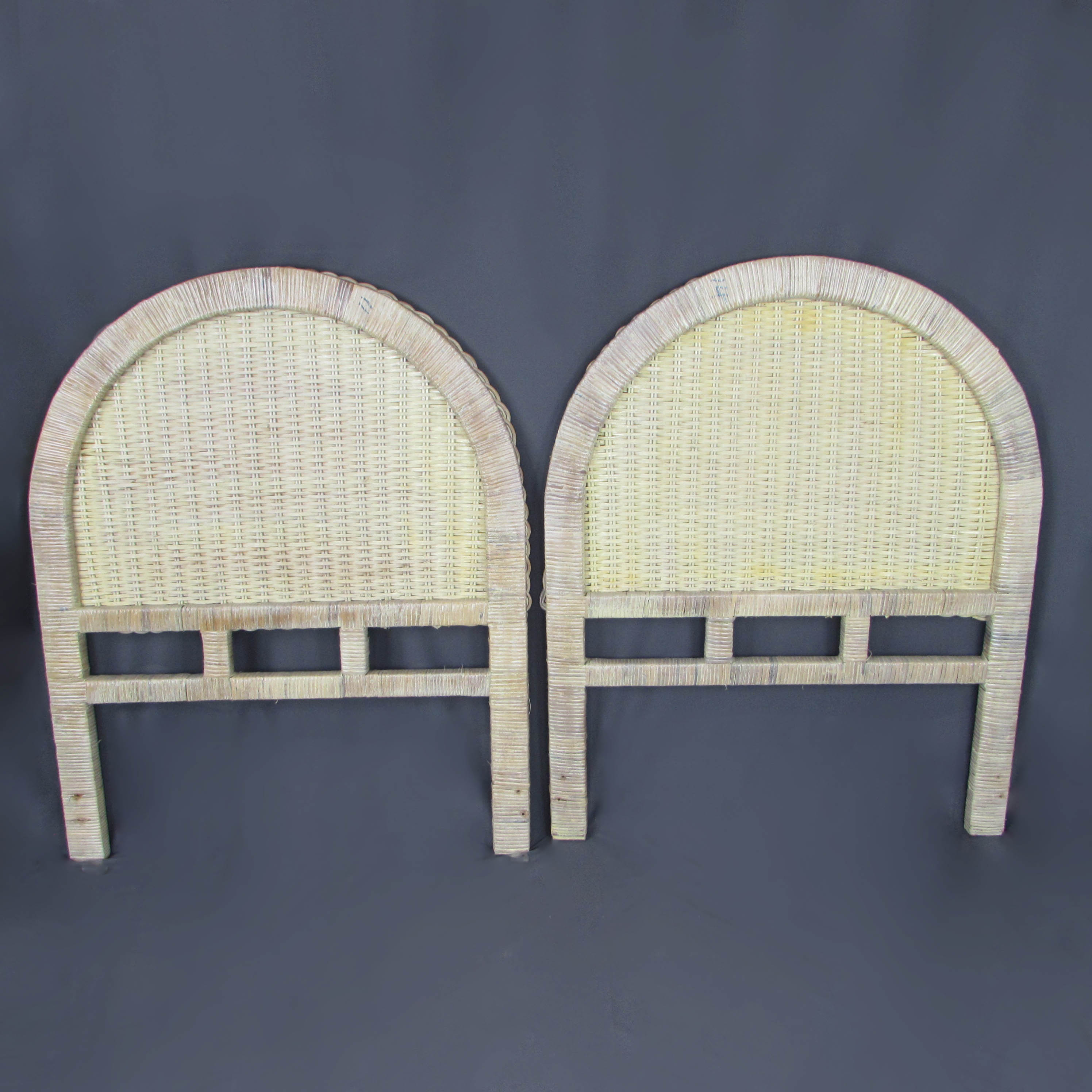 Pair of Twin Rattan Headboards Circa Who