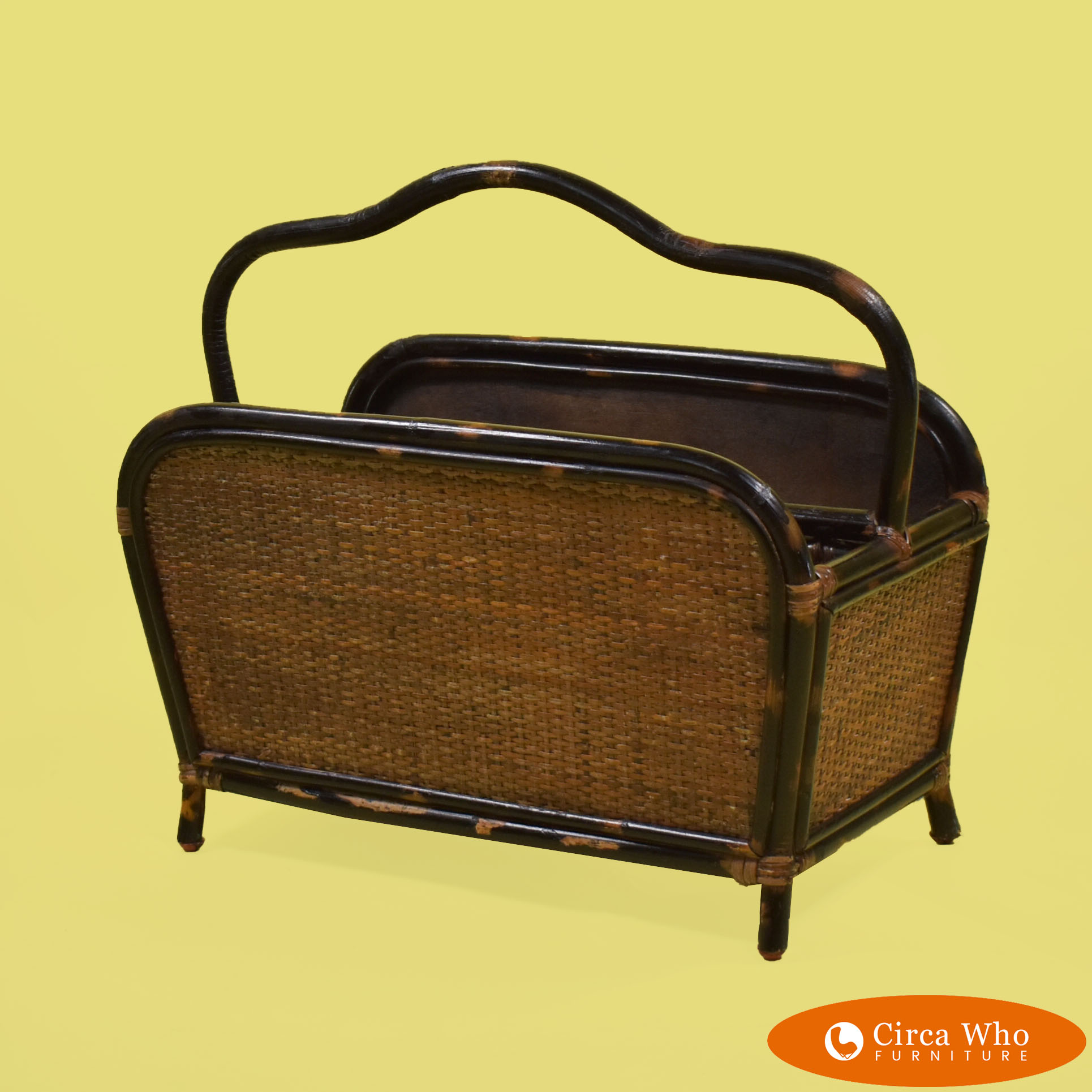 Black Rattan Magazine Rack Circa Who