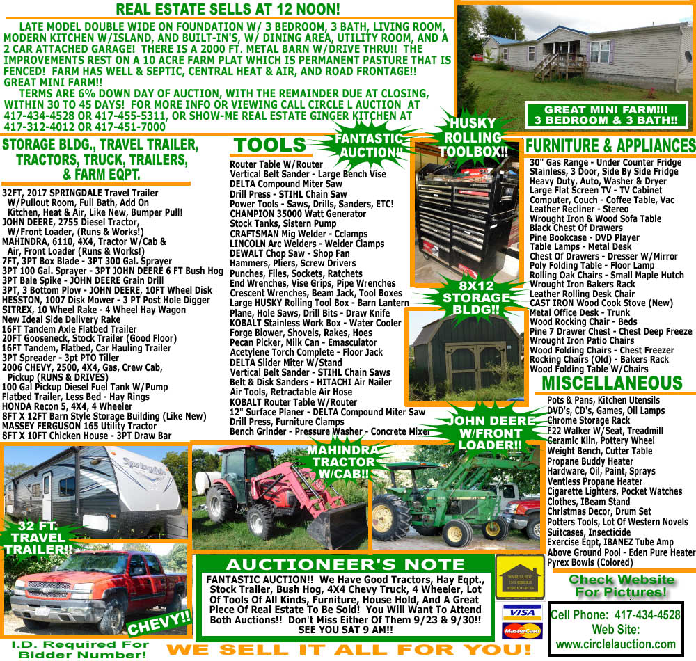 REAL ESTATE & FARM AUCTION IN STELLA, MO